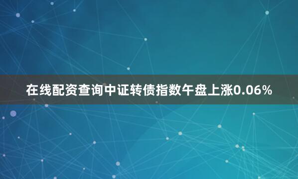 在线配资查询中证转债指数午盘上涨0.06%